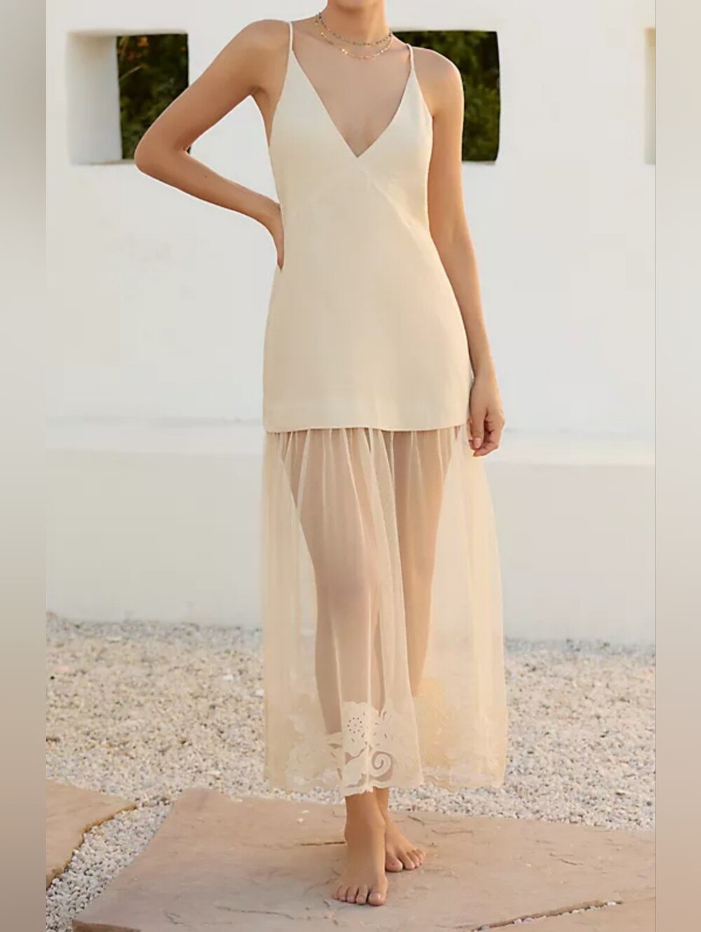 Anthropologie Linen Bodice Super Elegant Maxi Dress.  Ivory Color